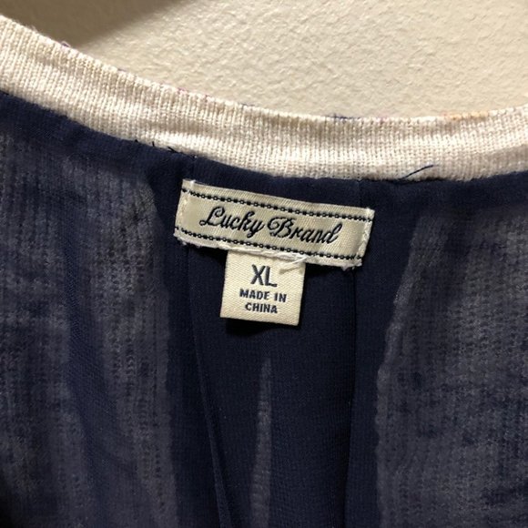 {Lucky Brand} Plaid Tweed Overlay Sweater - Picture 7 of 8